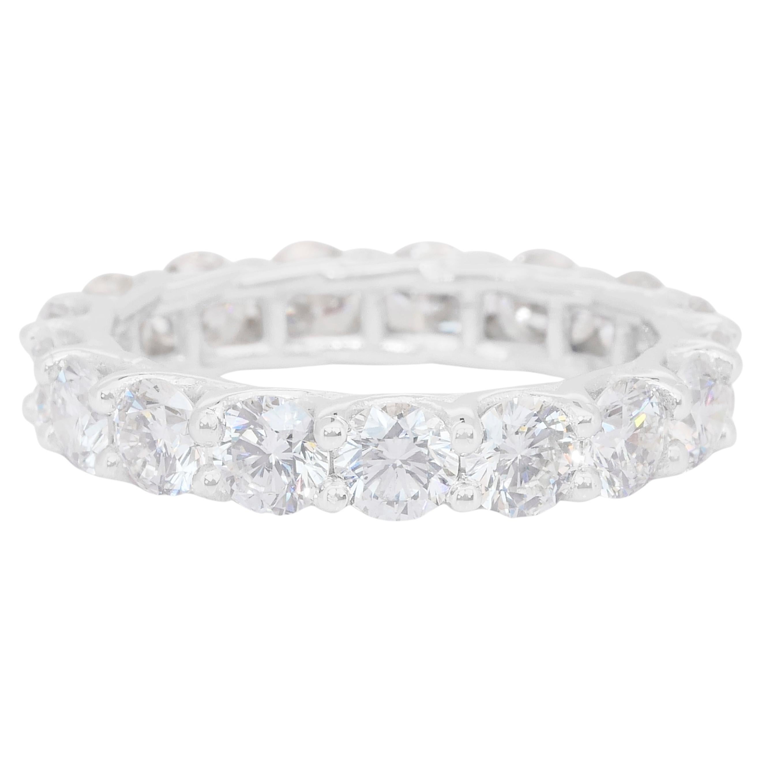 Elegant 3.13ct Diamonds Eternity Ring in 18k White Gold - IGI Certified