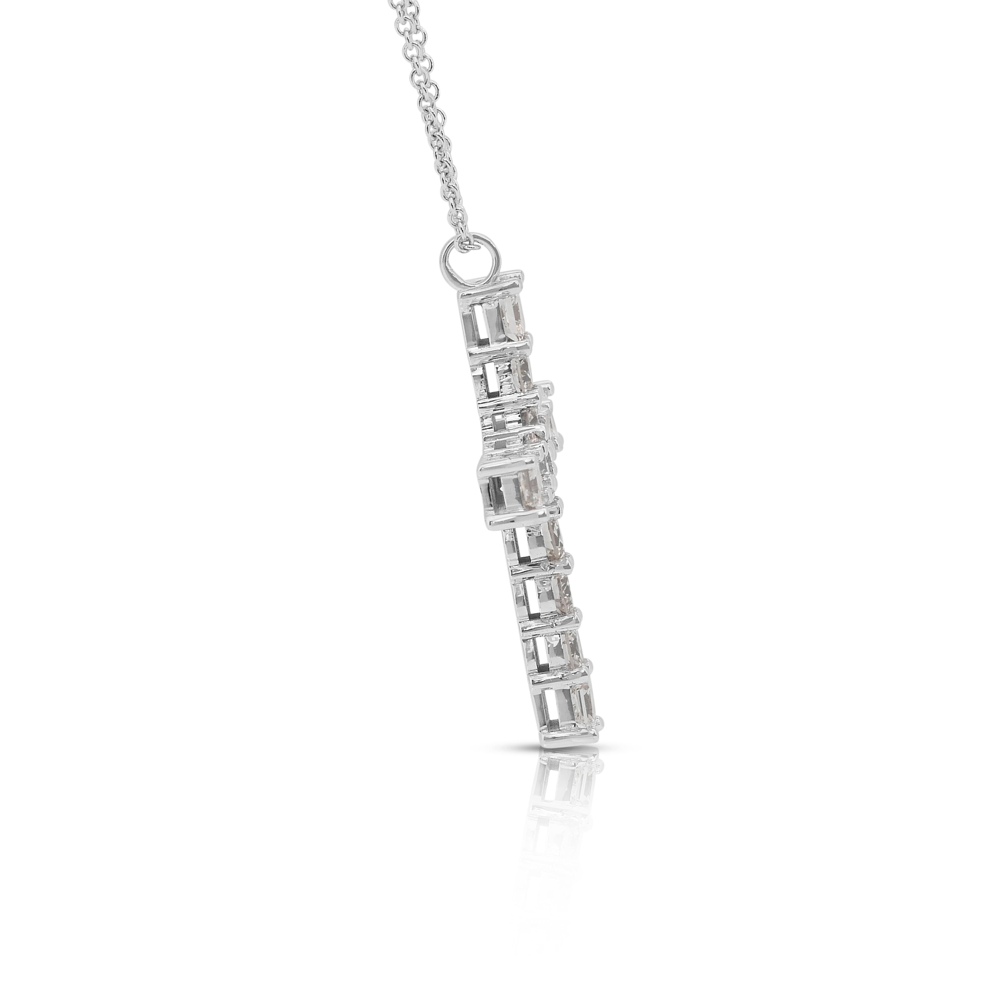 Elegant 3.26ct Diamonds Necklace with Cross Pendant in 18k White Gold For Sale 1