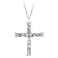 Elegant 3.26ct Diamonds Necklace with Cross Pendant in 18k White Gold