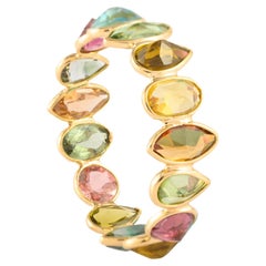 Eternity-Ring aus 18 Karat massivem Gelbgold mit 3,64 Karat Turmalin und mehreren Steinen
