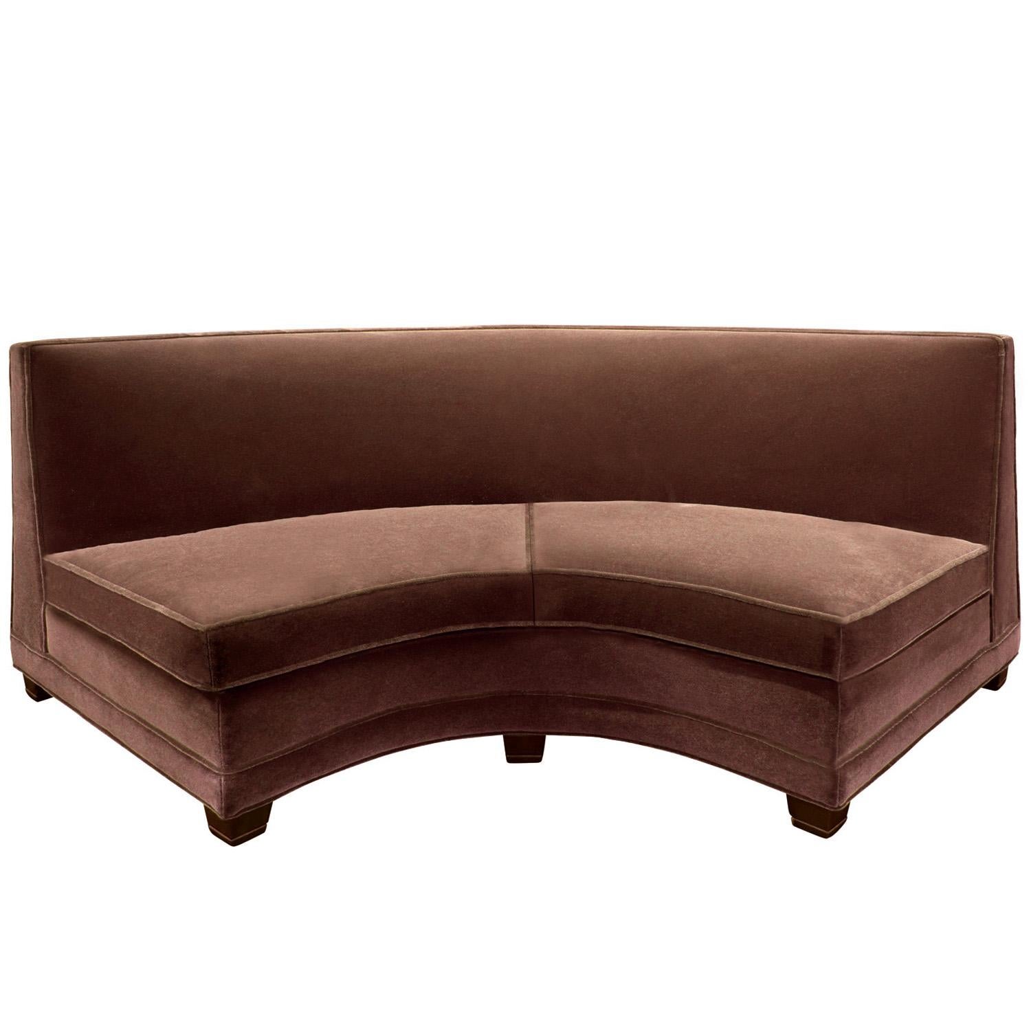 Modern Elegant 4-Piece Modular Sofa in Mohair with Mahogany Legs 1940s For Sale