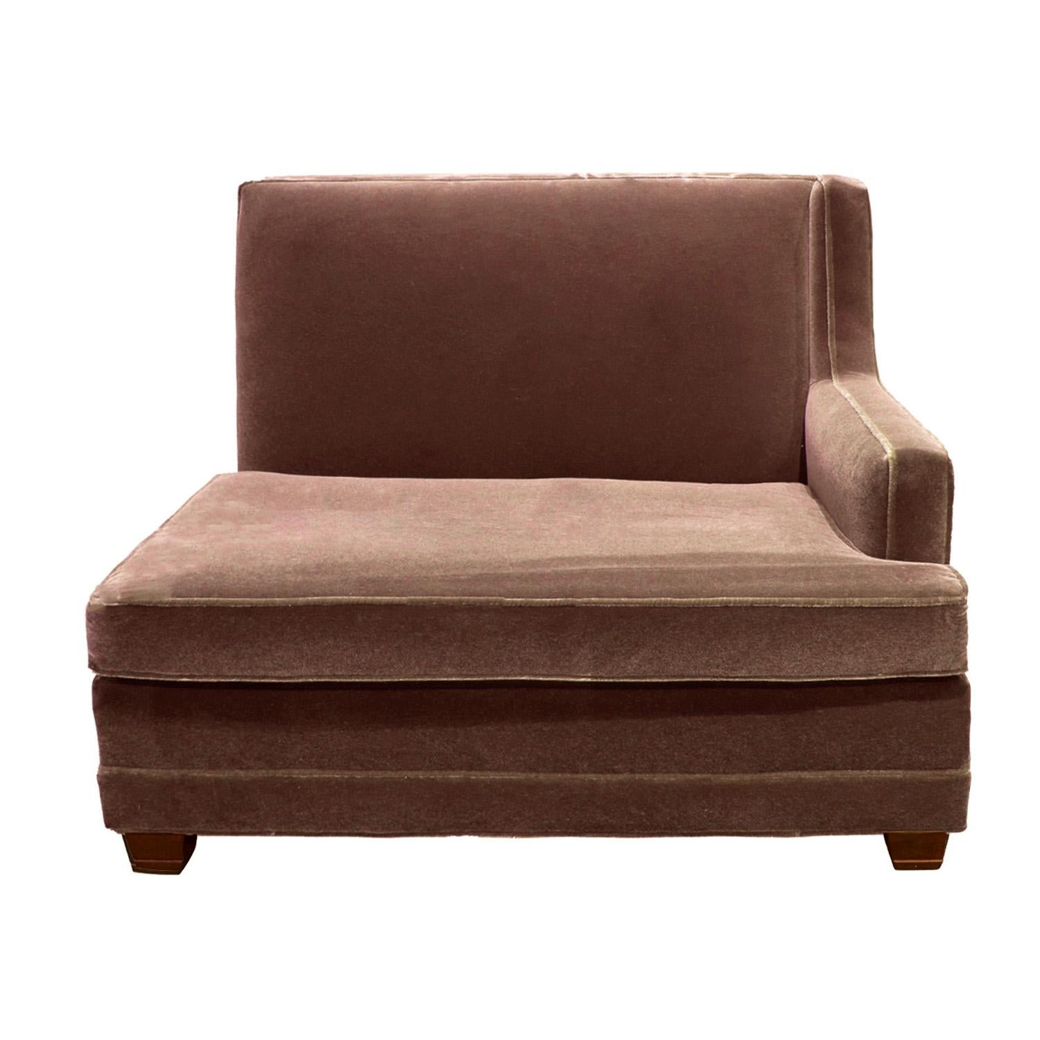 Hand-Crafted Elegant 4-Piece Modular Sofa in Mohair with Mahogany Legs 1940s For Sale