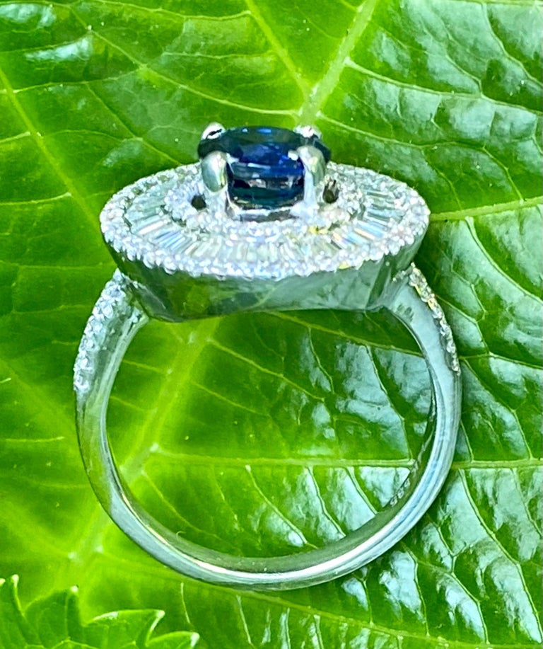 Elegant 4.04 Carat Sapphire and Diamond Ballerina Design White Gold Ring 4