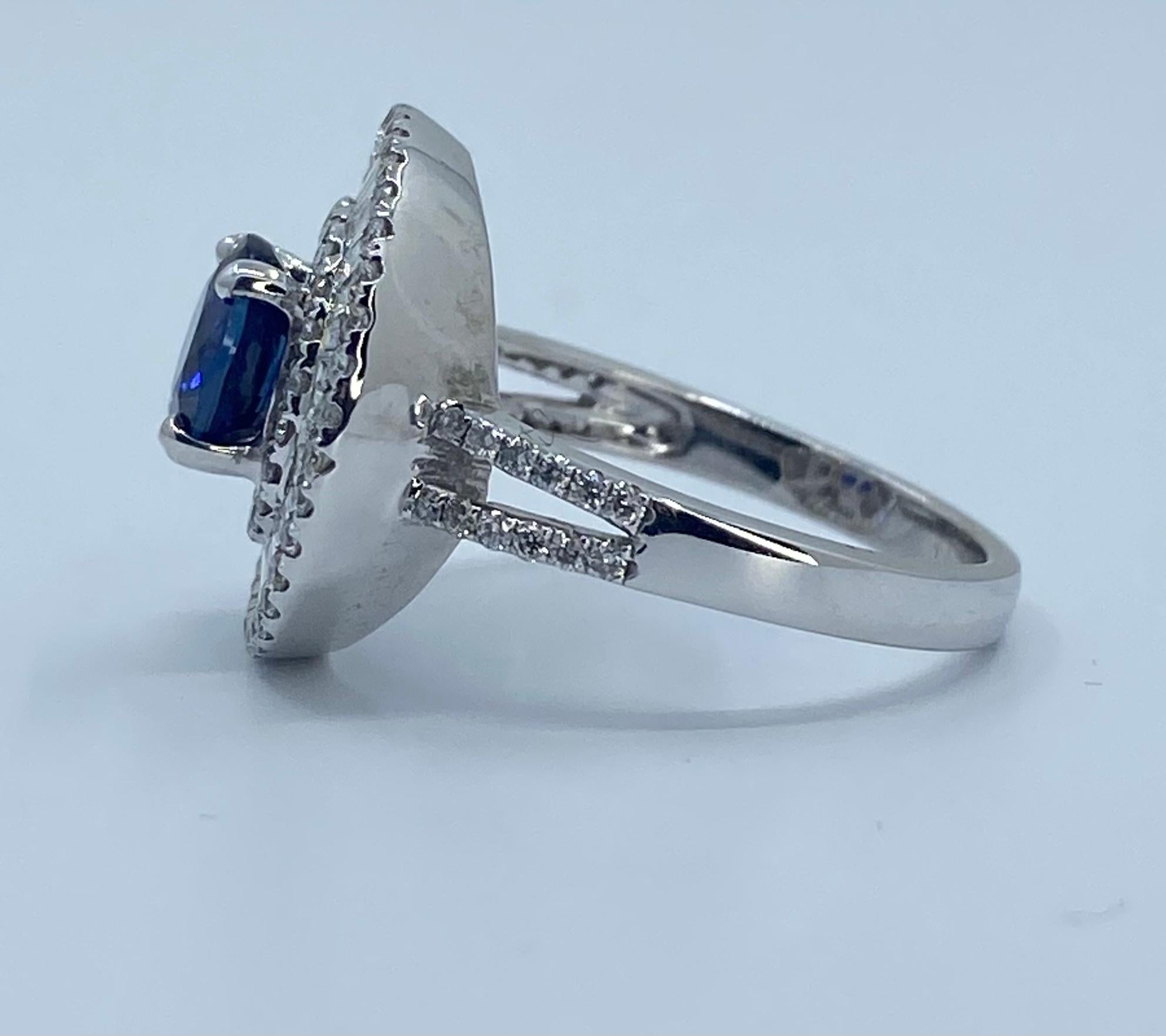 Women's Elegant 4.04 Carat Sapphire and Diamond Ballerina Design White Gold Ring