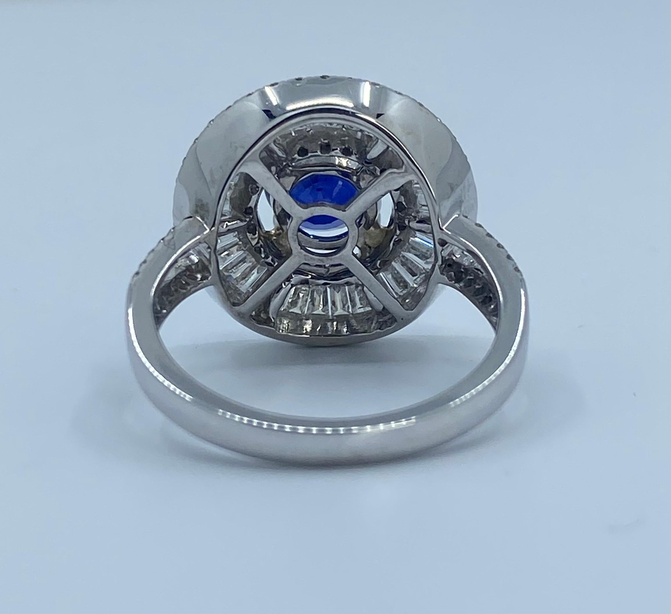 Elegant 4.04 Carat Sapphire and Diamond Ballerina Design White Gold Ring 2