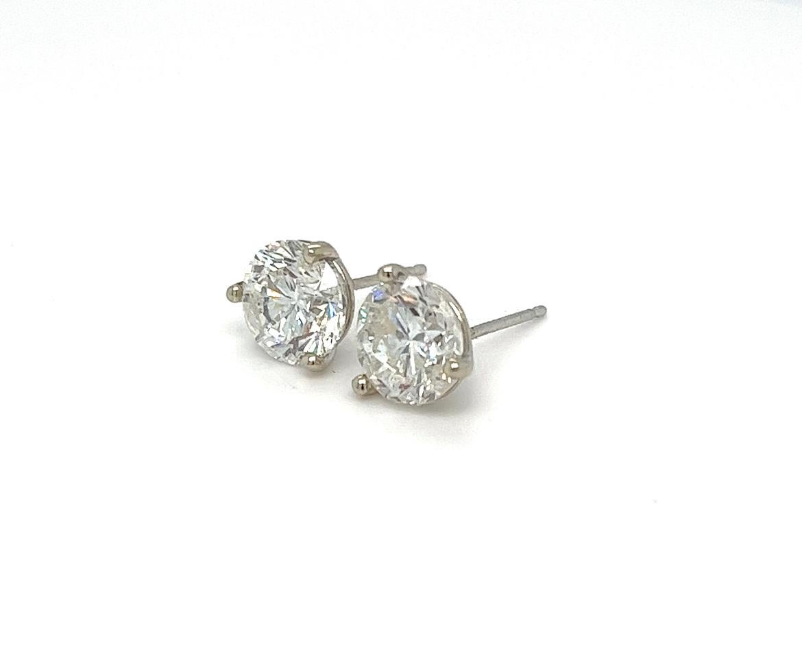 Elegant 4.12 Carat Total Round Natural Diamond Stud Earrings - Timeless Beauty! For Sale 5