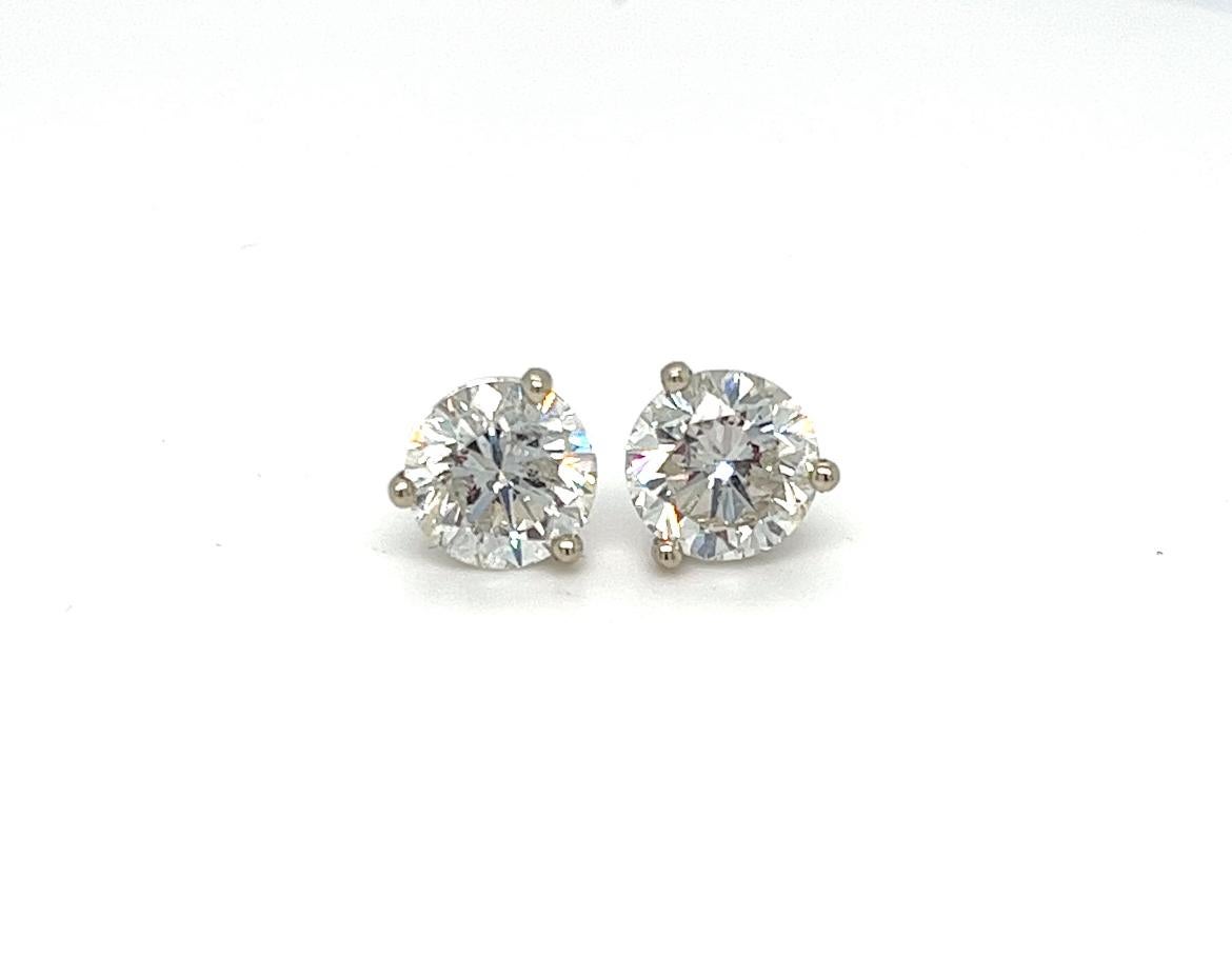 Elegant 4.12 Carat Total Round Natural Diamond Stud Earrings - Timeless Beauty! For Sale 7