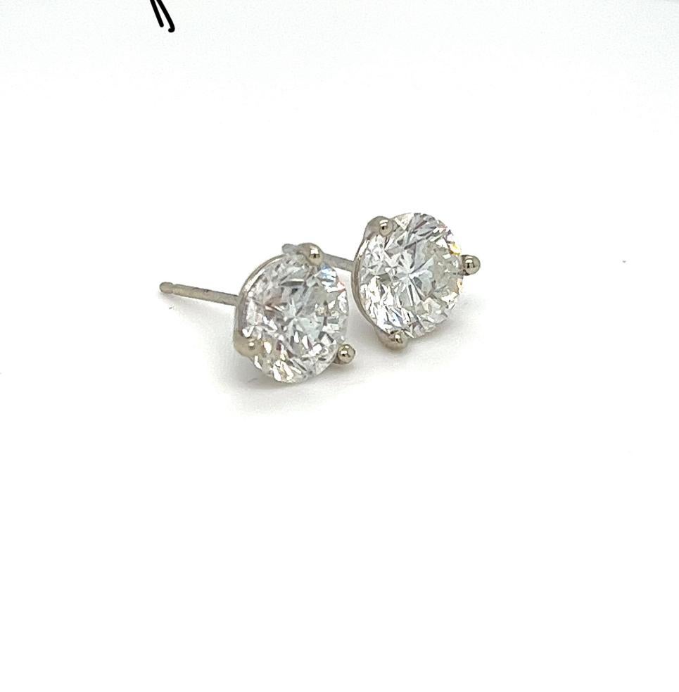 Women's or Men's Elegant 4.12 Carat Total Round Natural Diamond Stud Earrings - Timeless Beauty! For Sale