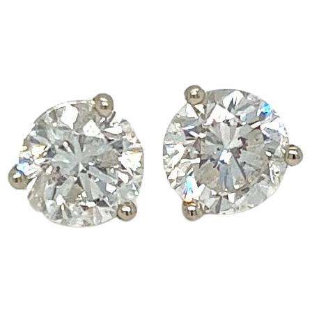 Elegant 4.12 Carat Total Round Natural Diamond Stud Earrings - Timeless Beauty! For Sale