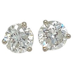 Elegant 4.12 Carat Total Round Natural Diamond Stud Earrings - Timeless Beauty!