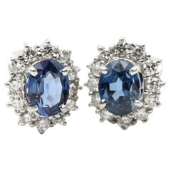 Elegance - Boucles d'oreilles en saphir et diamant de 4,30ctw en platine