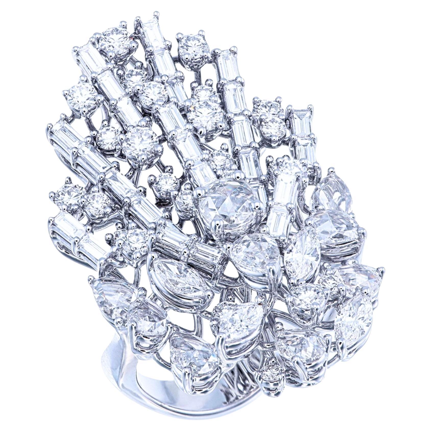 Elegant 4.31 Carat Multi-Shape Rose Cut Diamond Statement Ring