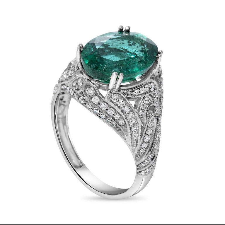Bague pour homme en or blanc massif 14 carats, taille ovale