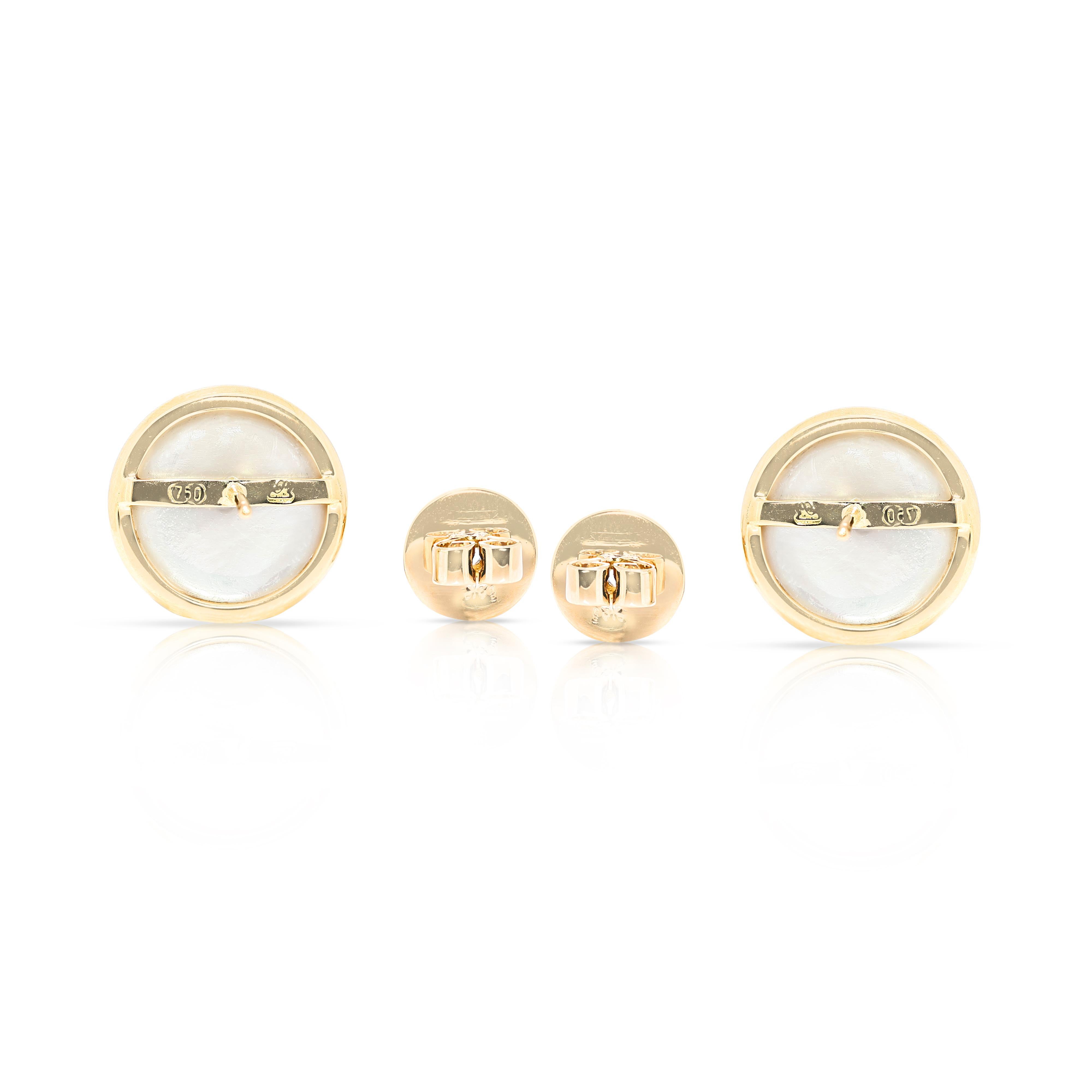 Elegant 4ct Shell Pearl Stud Earrings in 18K Yellow Gold 2