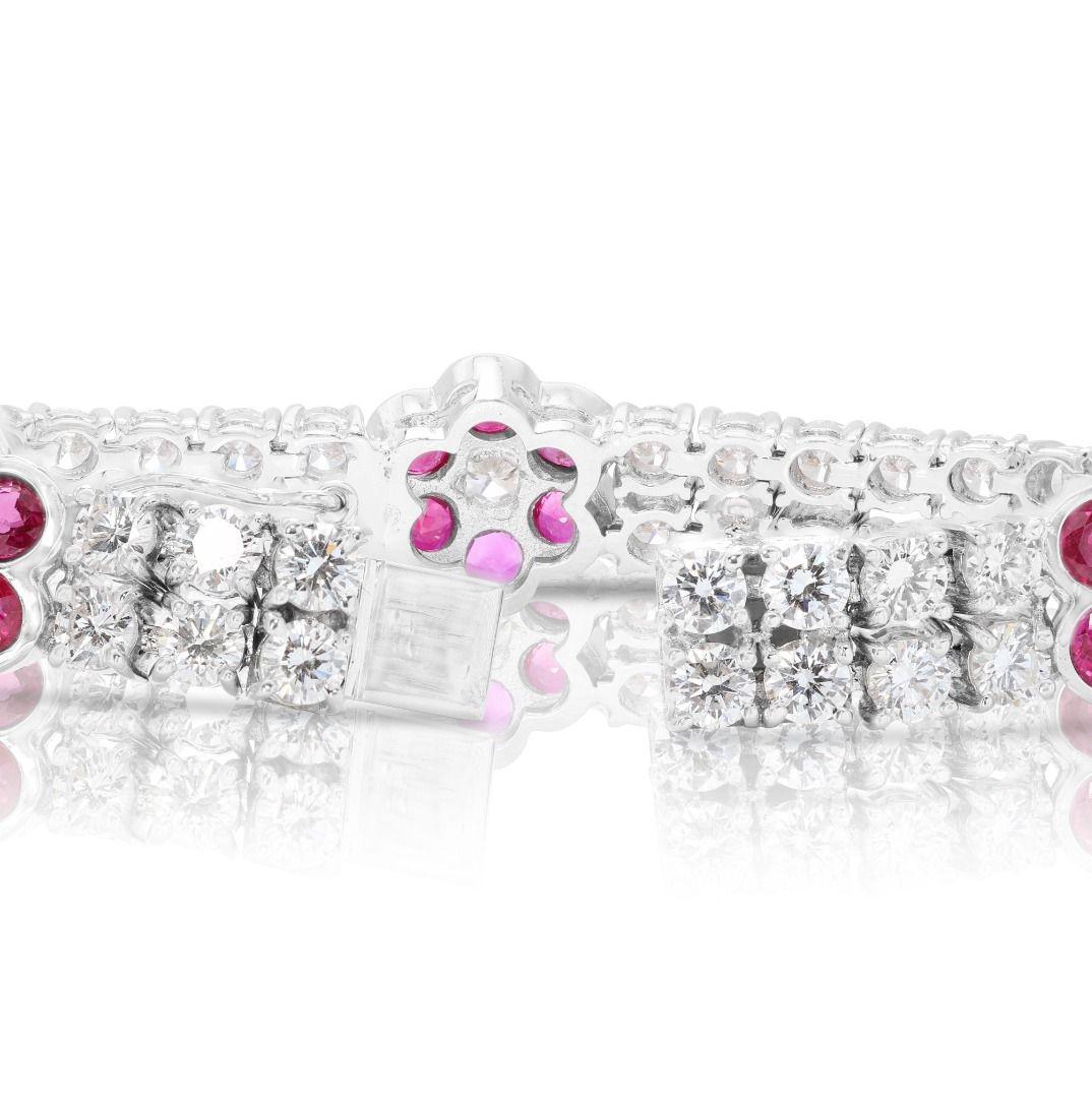 Elegant 5.00ct Ruby and Diamond Bracelet in 18K White Gold In New Condition In רמת גן, IL