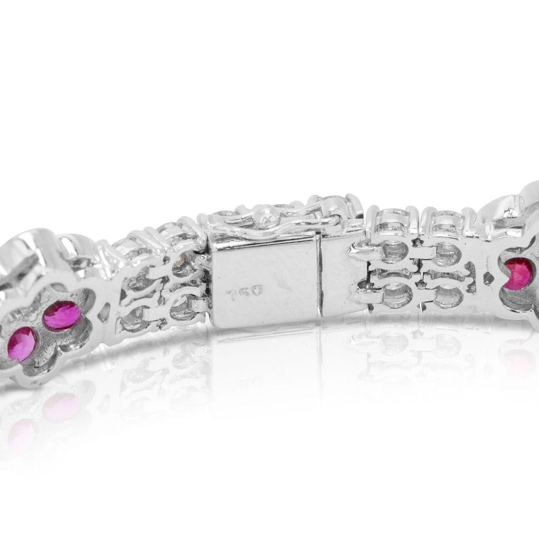 Women's Elegant 5.00ct Ruby and Diamond Bracelet in 18K White Gold