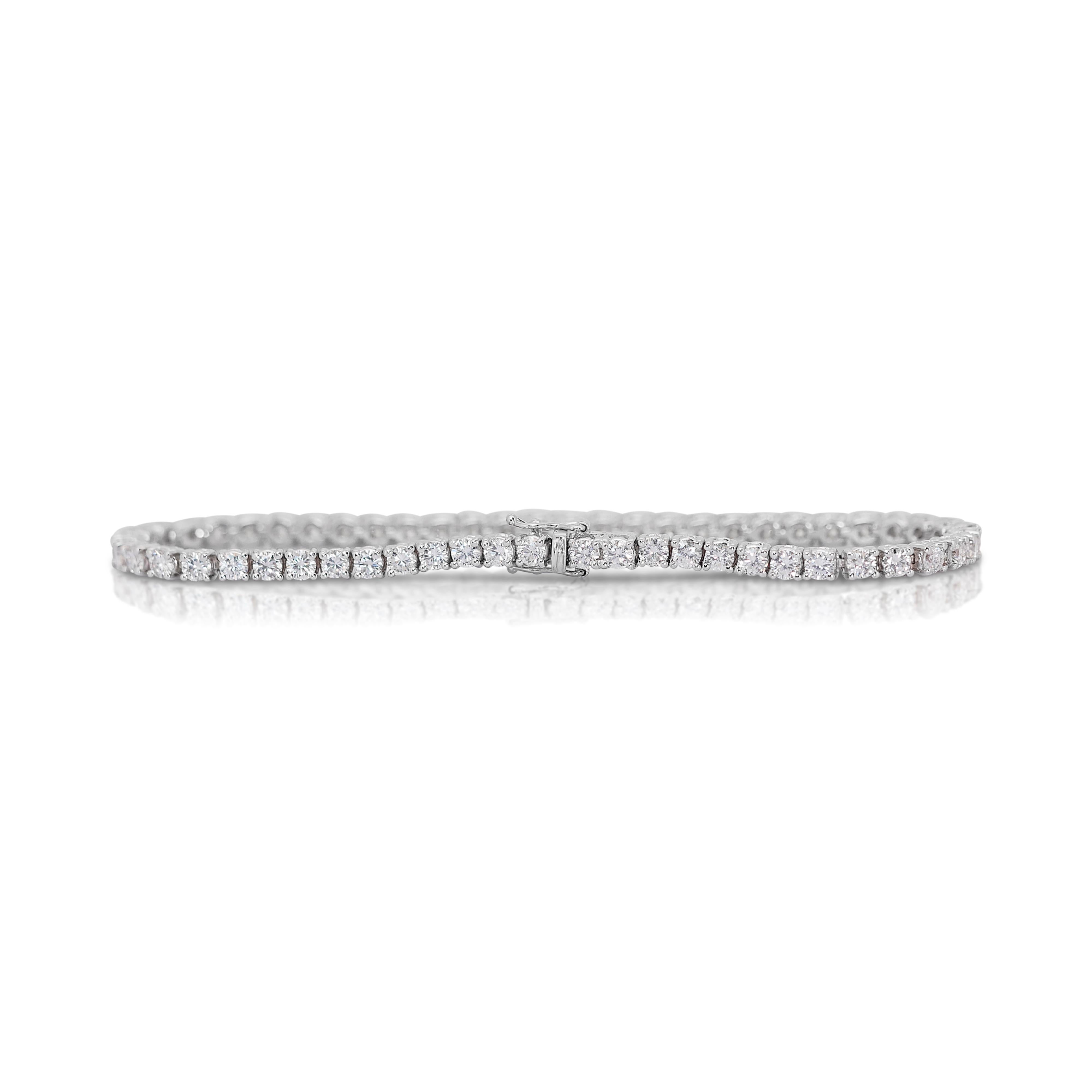 De las mujeres Elegante Pulsera de Tenis de Diamantes de 5,12ct en Oro Blanco de 14k - Certificado IGI en venta