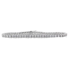 Élégant bracelet tennis en or blanc 14 carats avec diamants de 5,12 carats, certifié IGI