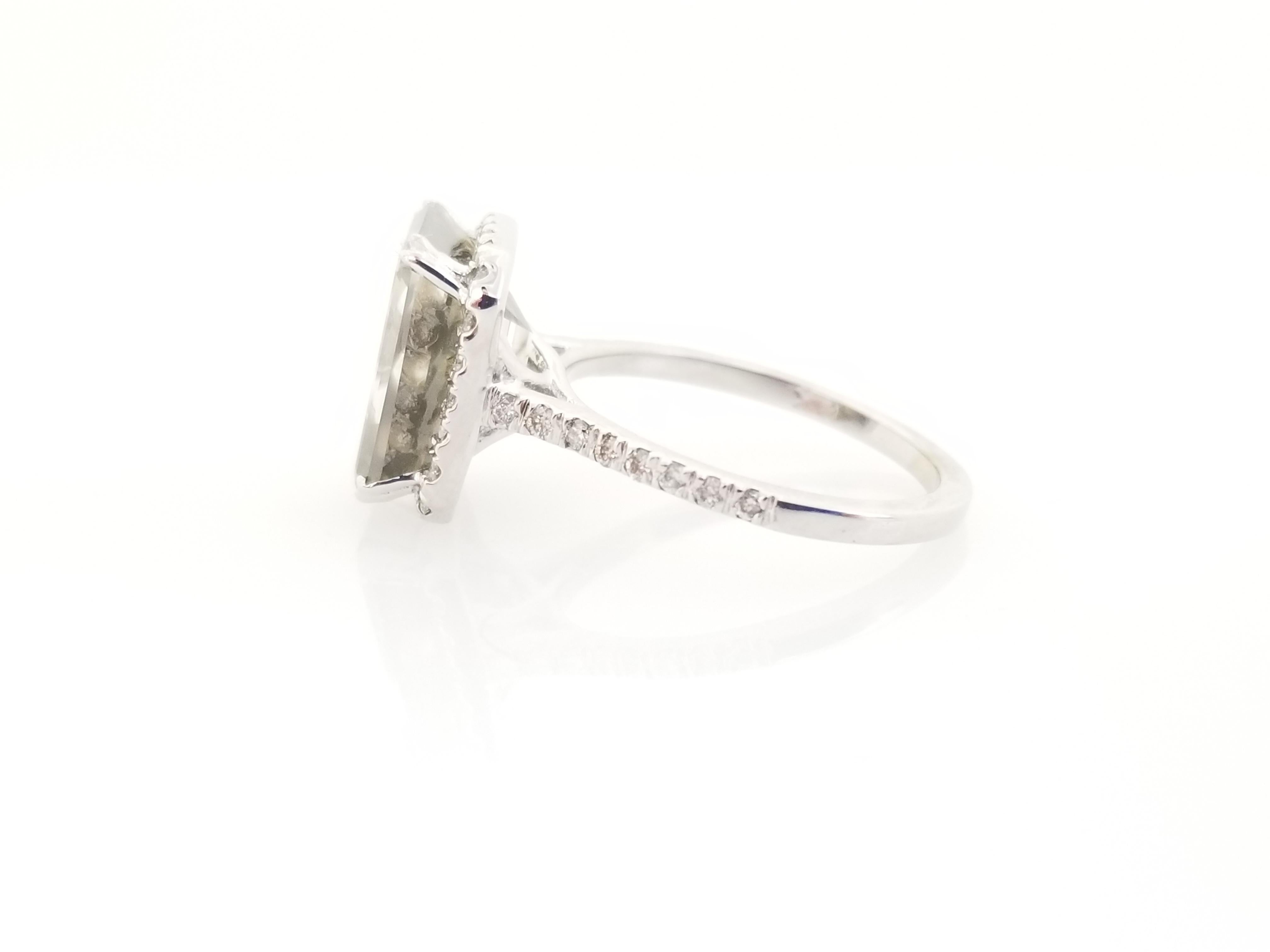 emerald cut grey diamond ring