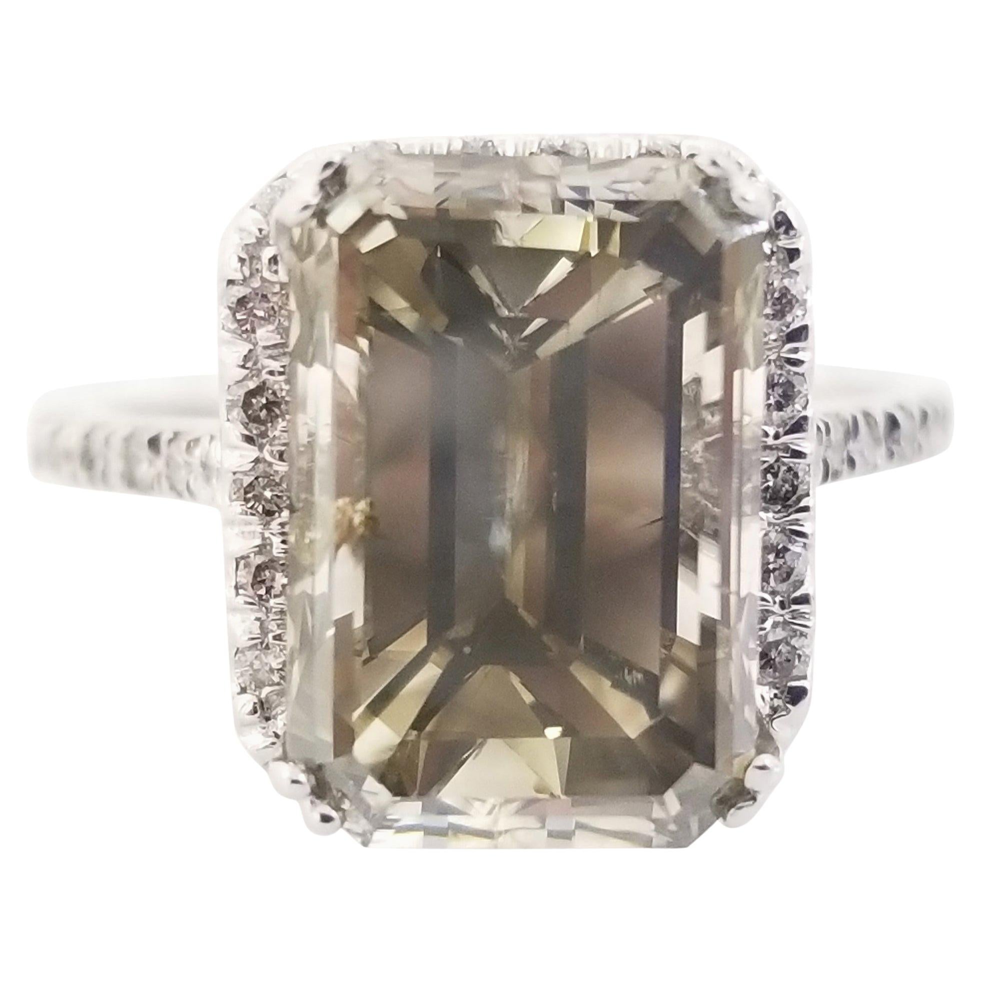 IGI 5.51 Carat Emerald Cut Fancy Gray Diamond Ring White Gold 14 Karat
