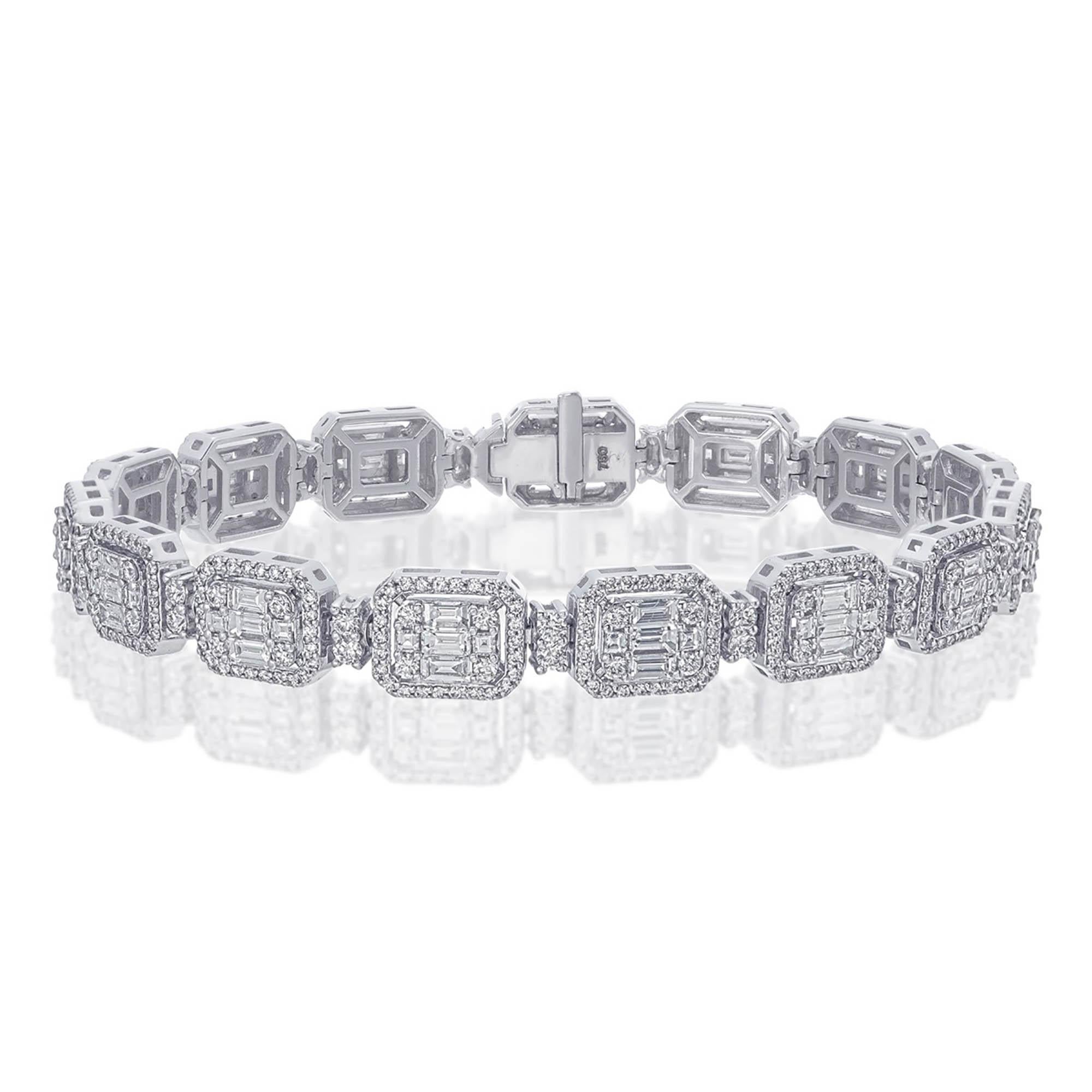 Elegance Bracelet en or blanc 18 carats serti de diamants de 5,70 carats - Vintage-Inspired Luxury Pour femmes en vente