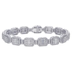 Elegante pulsera de diamantes de 5,70 quilates en oro blanco de 18 quilates - Lujo de inspiración vintage