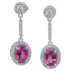 Elegant 5.78ct Tourmalines and Diamonds Drop Earrings in 18k White Gold