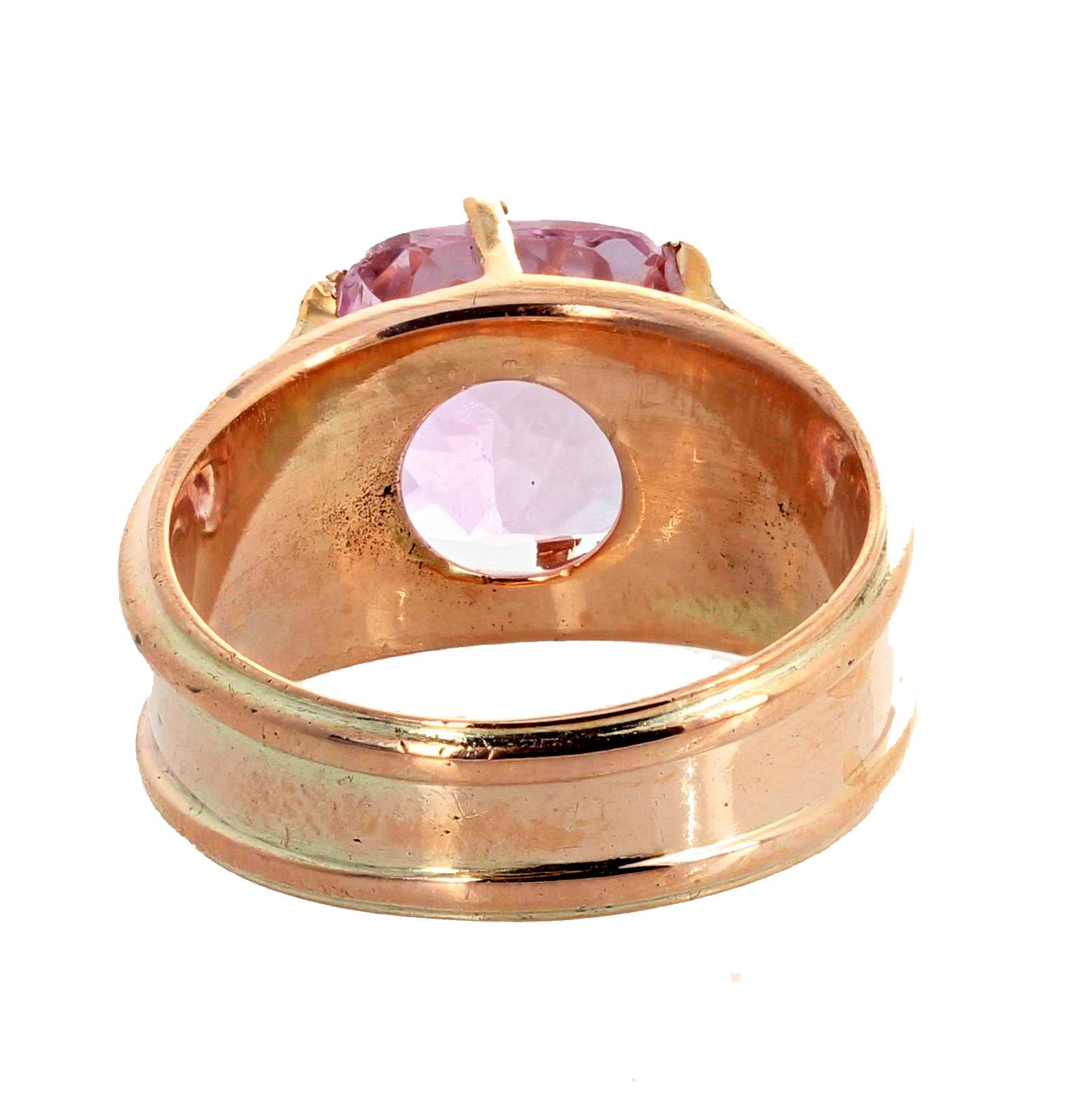 Women's or Men's AJD Fascinating Elegant 5.91 Ct Clear Kunzite Pink Gold Day to Evening Ring