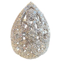 Elegant 7.00 Carat Diamond Pear Shaped Cluster Cocktail Ring in 18K White Gold