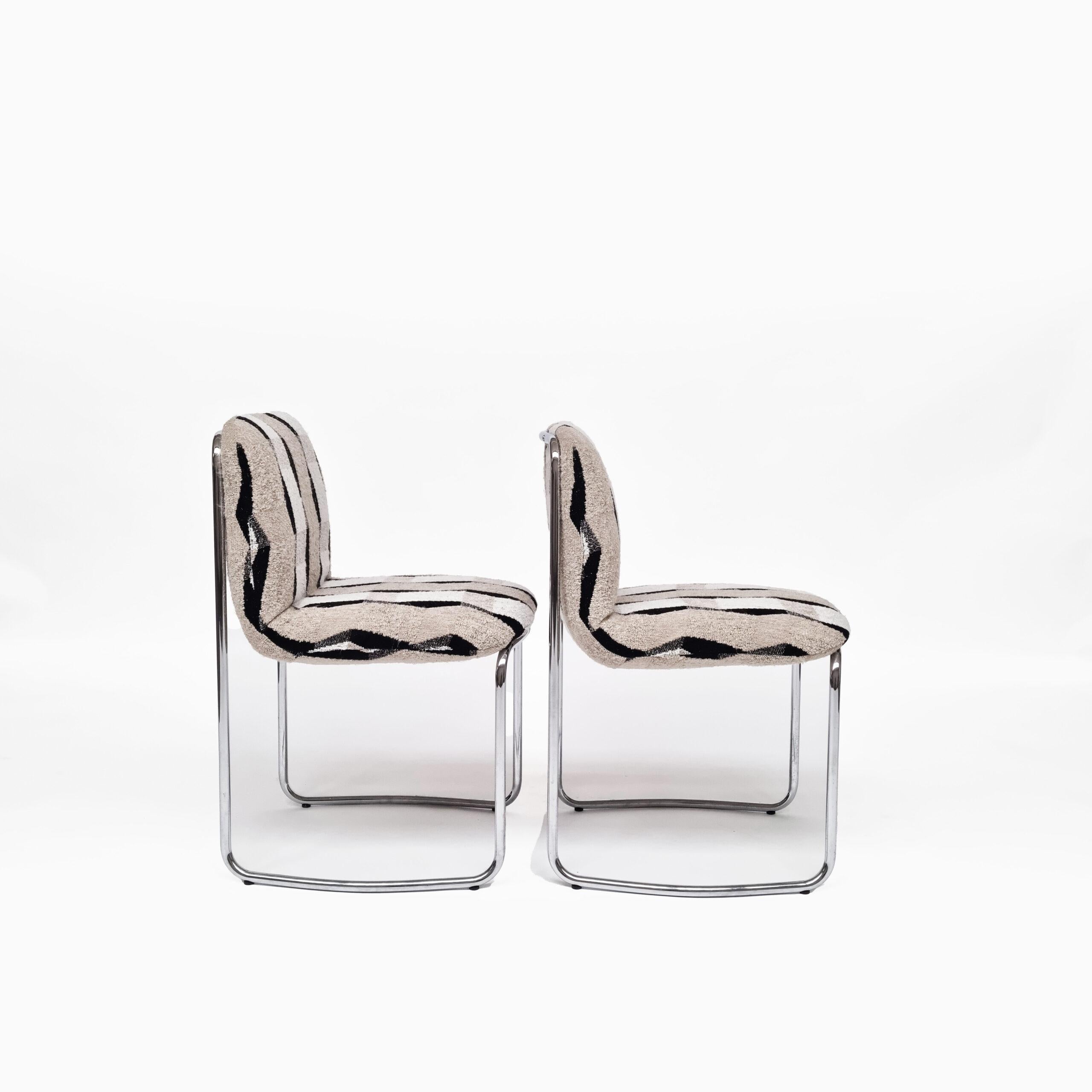 Mid-Century Modern Elegant 70s Upholstered Chairs (sold per piece) For Sale