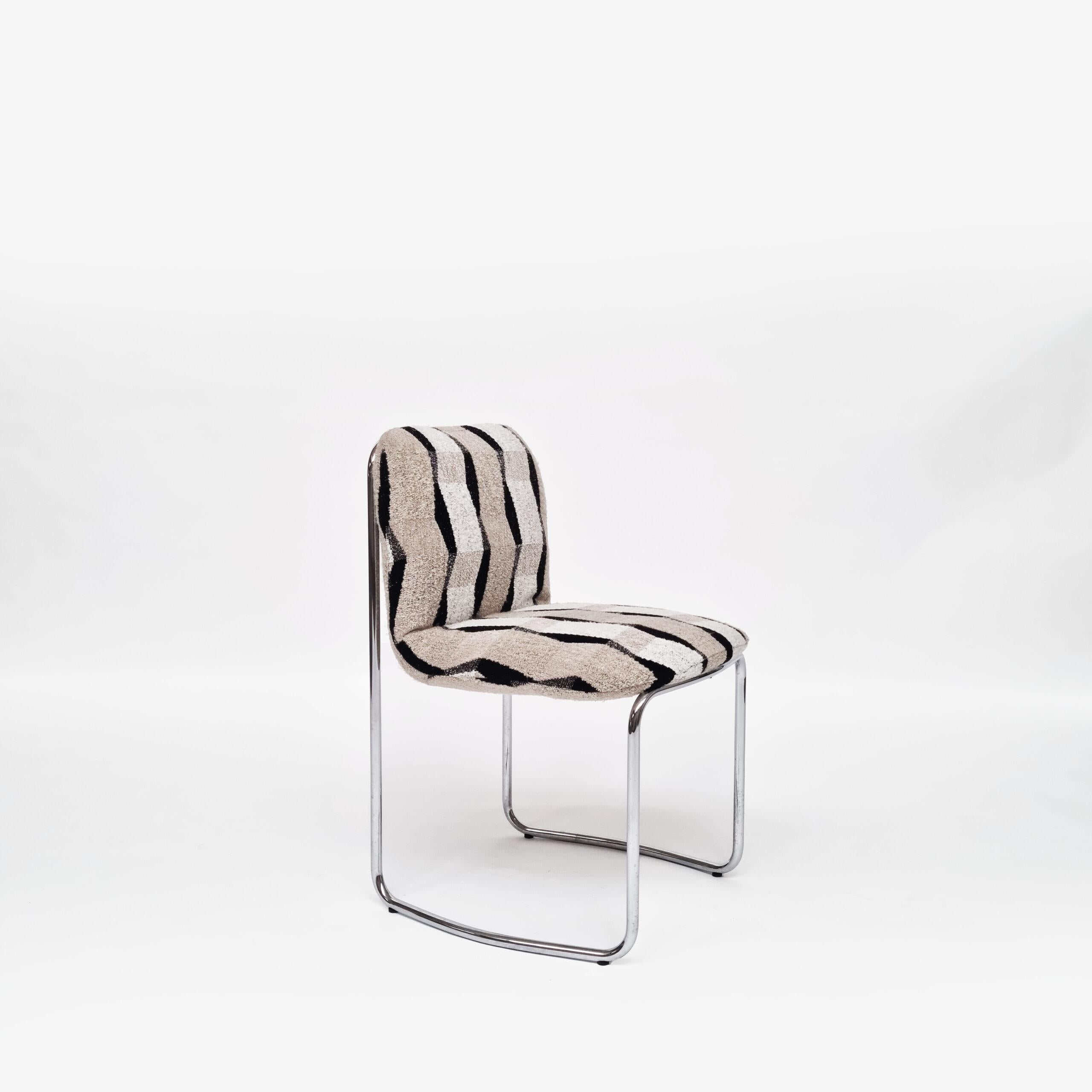 Fabric Elegant 70s Upholstered Chairs (sold per piece) For Sale
