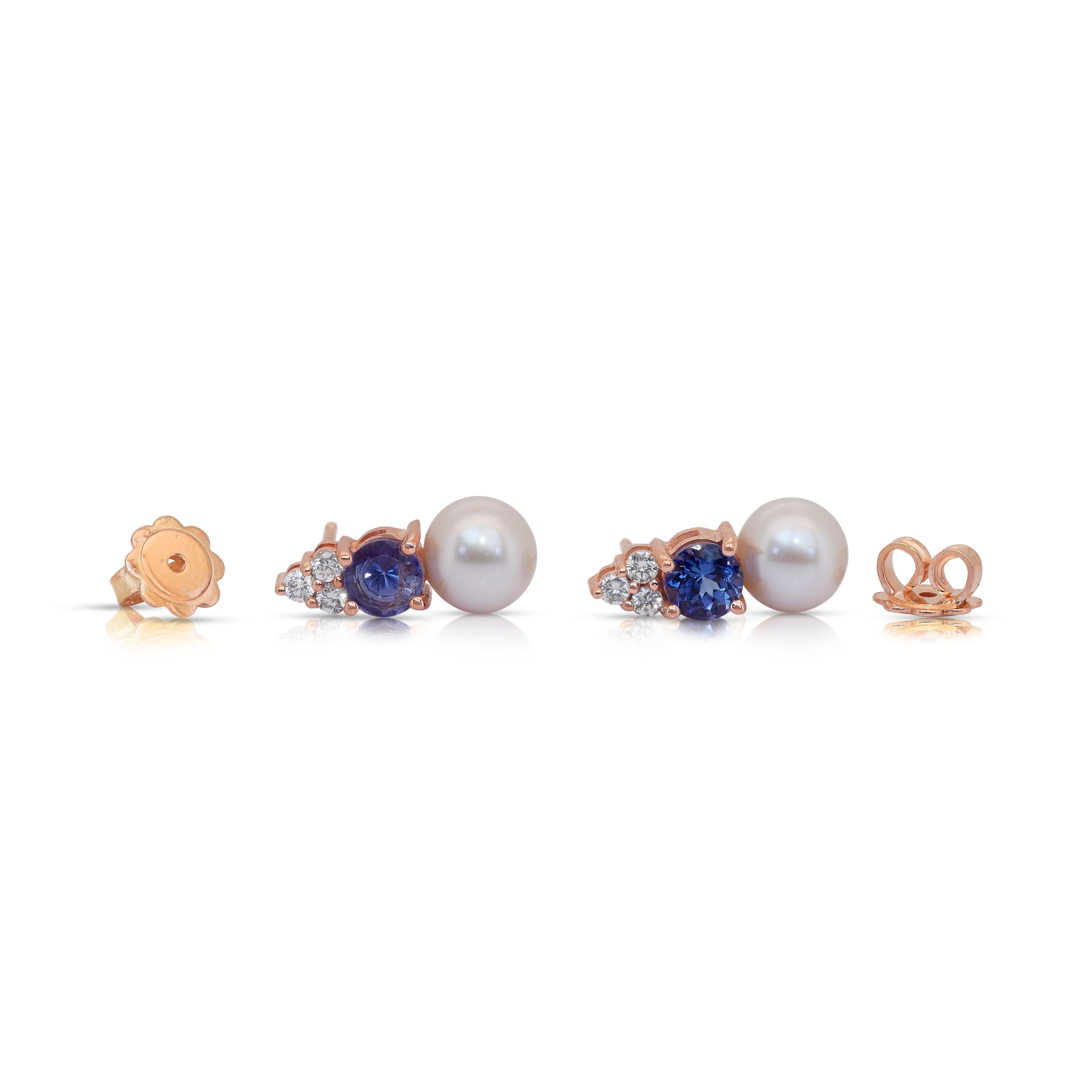 Eleganza: orecchini a goccia con perle d'acqua dolce, tanzaniti e diamanti da 7,14 ct. in vendita 3
