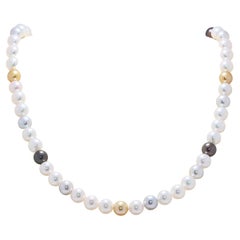 Elegant 7mm Mixed Akoya Pearl Silver Necklace (collier en argent)