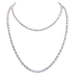 Elegant 8 Carat Mixed-Cut Diamond Necklace in 18K White Gold