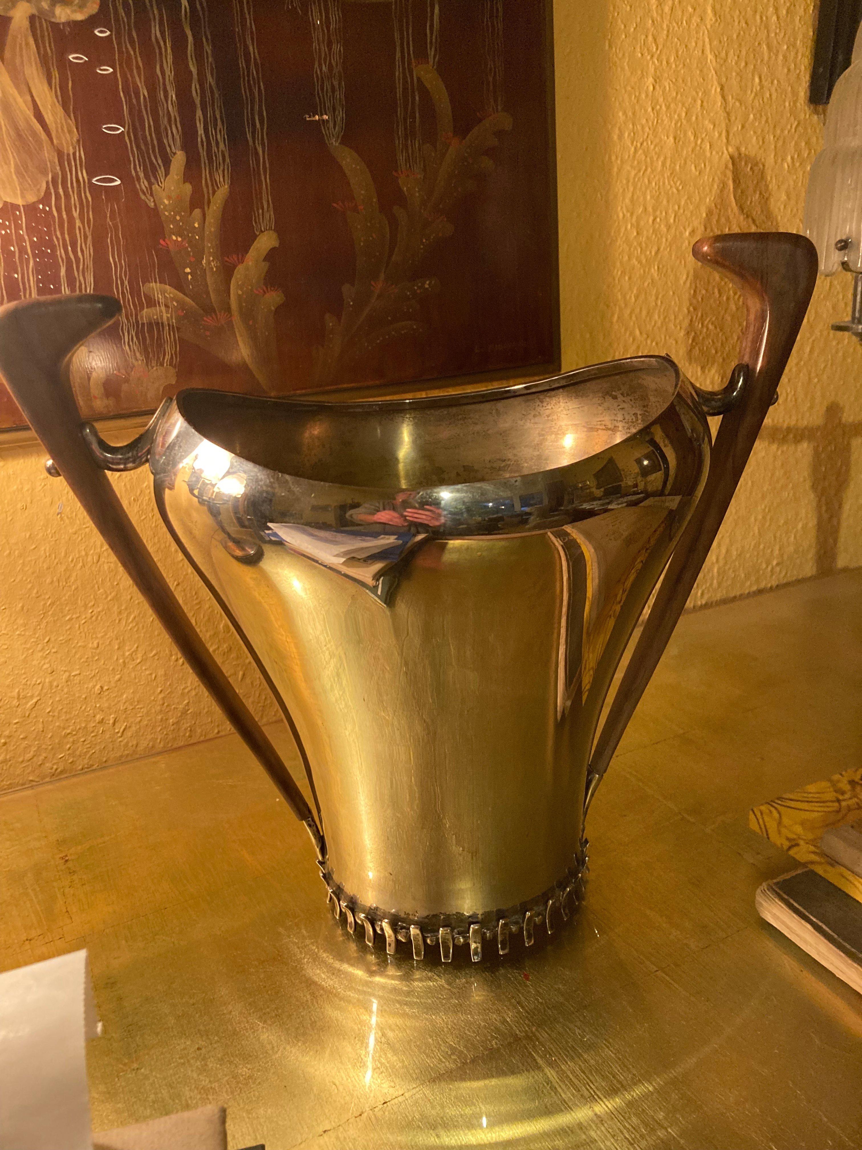 Elegante vinoteca de plata 800 al estilo de Jean Despres. Alemania, años 50. en venta 1