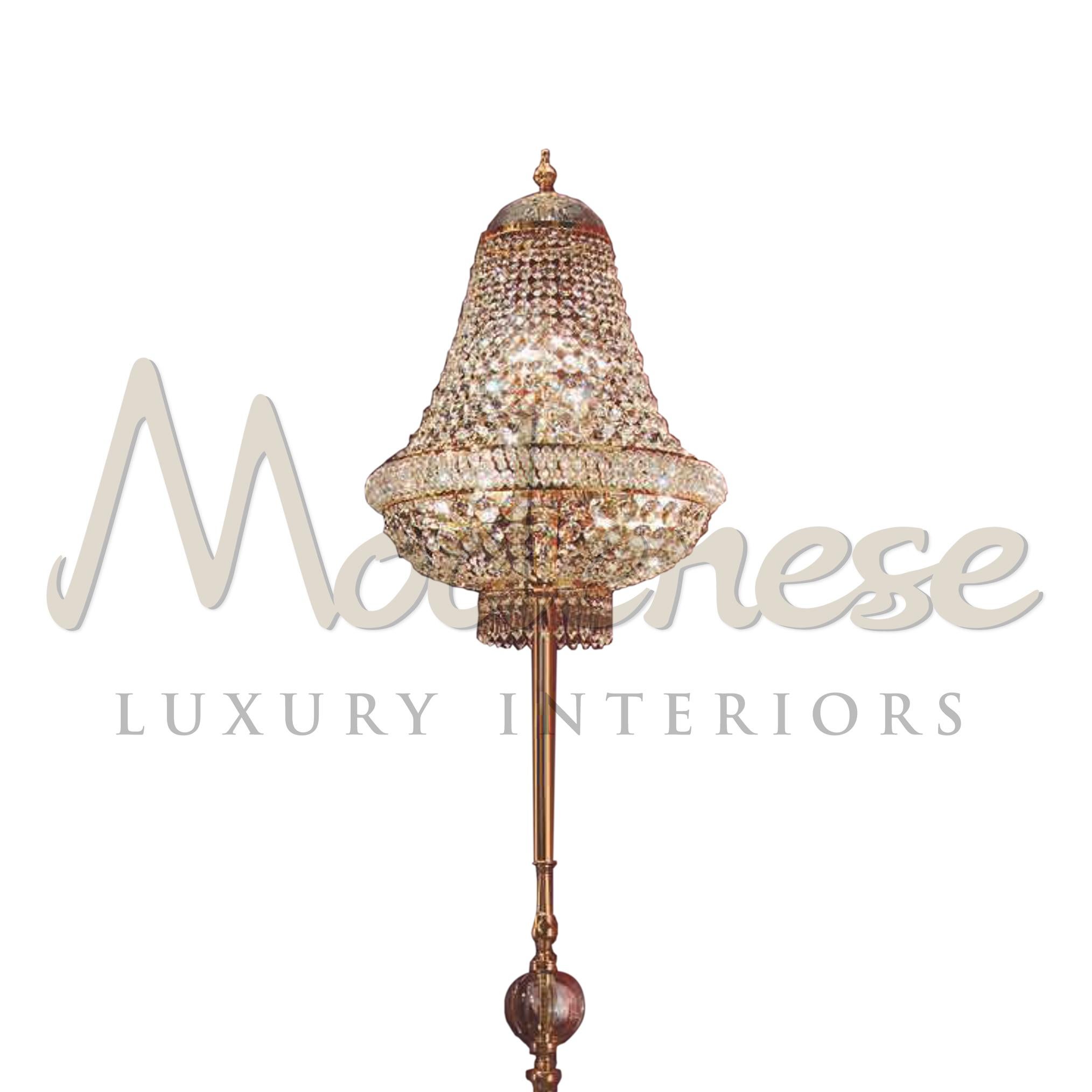 Baroque Elegant 9Lights Floor Lamp in 24kt Gold Plated Finish & Rich Transparent Crystal For Sale