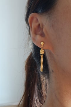 Elegantes pendientes de borla floral de oro 916-4 cm (3,75 g)