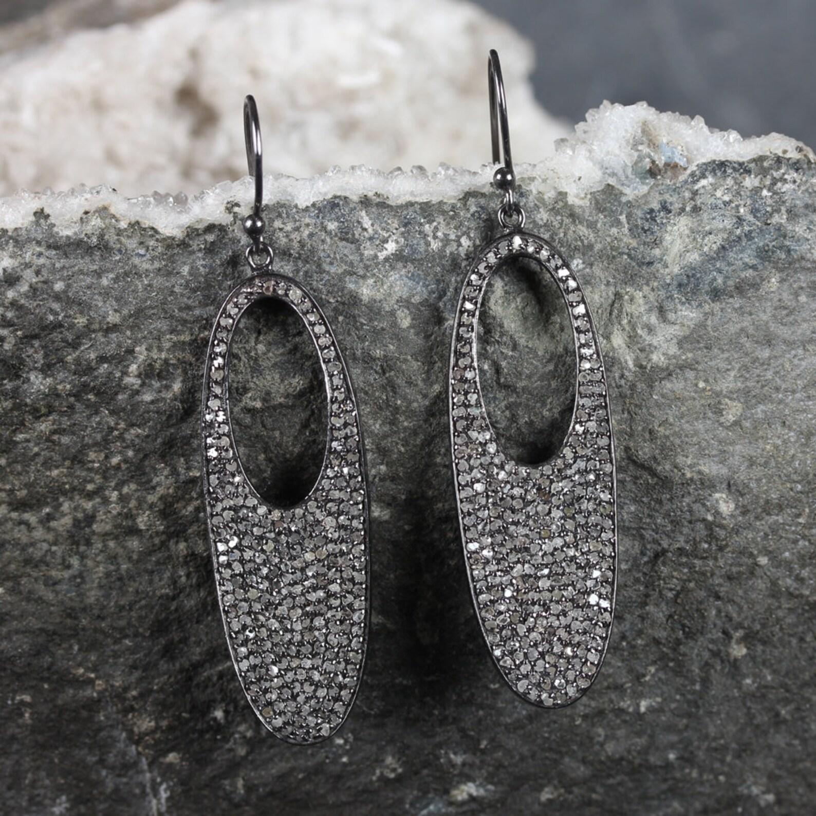 Elegant 925 Sterling Silver Natural Diamond Vintage Earring Diamond Jewelry Gift For Sale 1