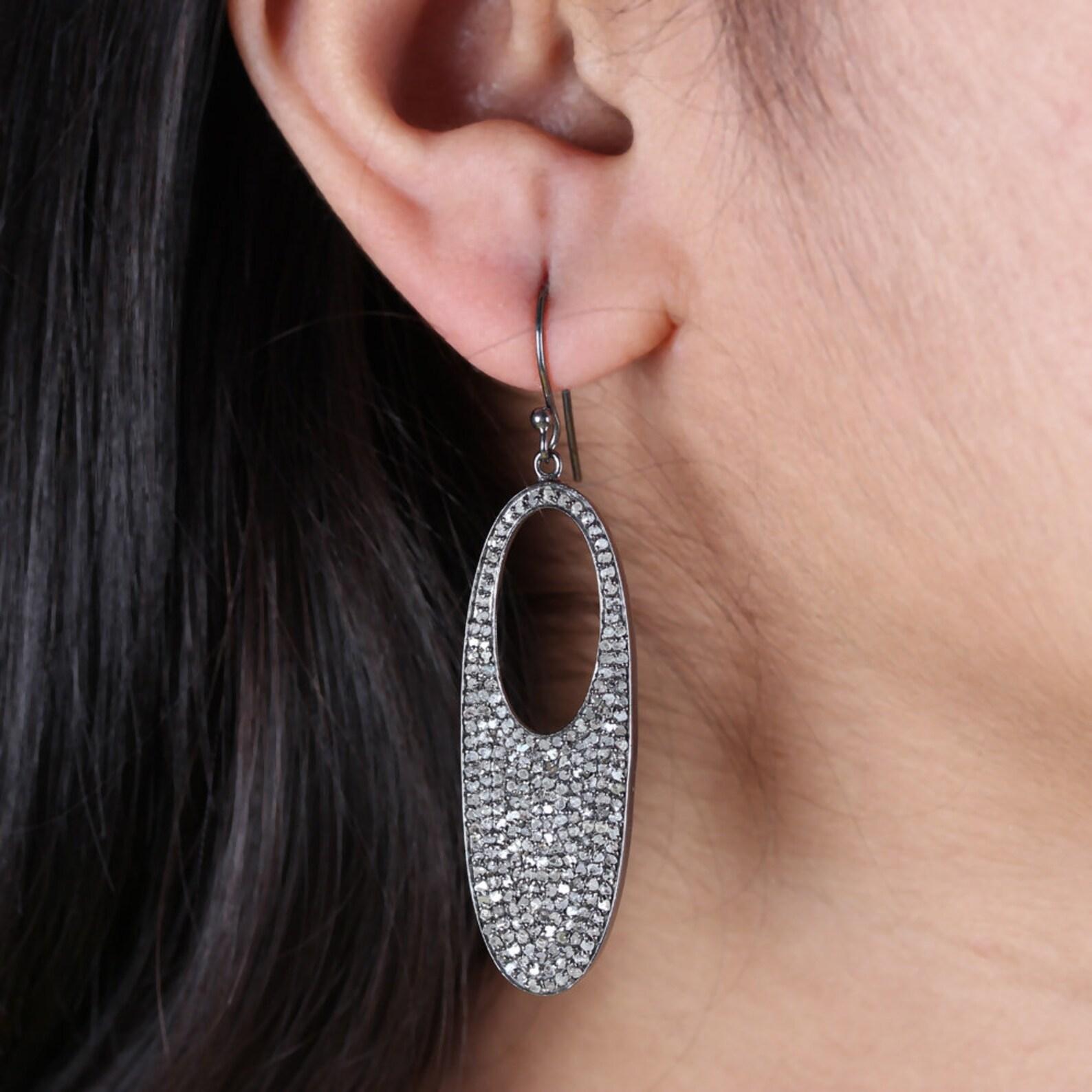 Elegant 925 Sterling Silver Natural Diamond Vintage Earring Diamond Jewelry Gift For Sale 3