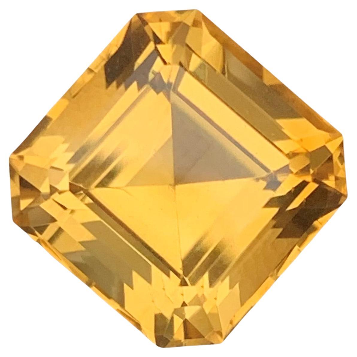 Elegant 9.80 Carat Perfect Square Asscher Cut Citrine Loose Gemstone Brazil Mine For Sale