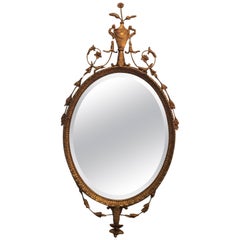 Elegant Adam Style Giltwood Beveled Mirror