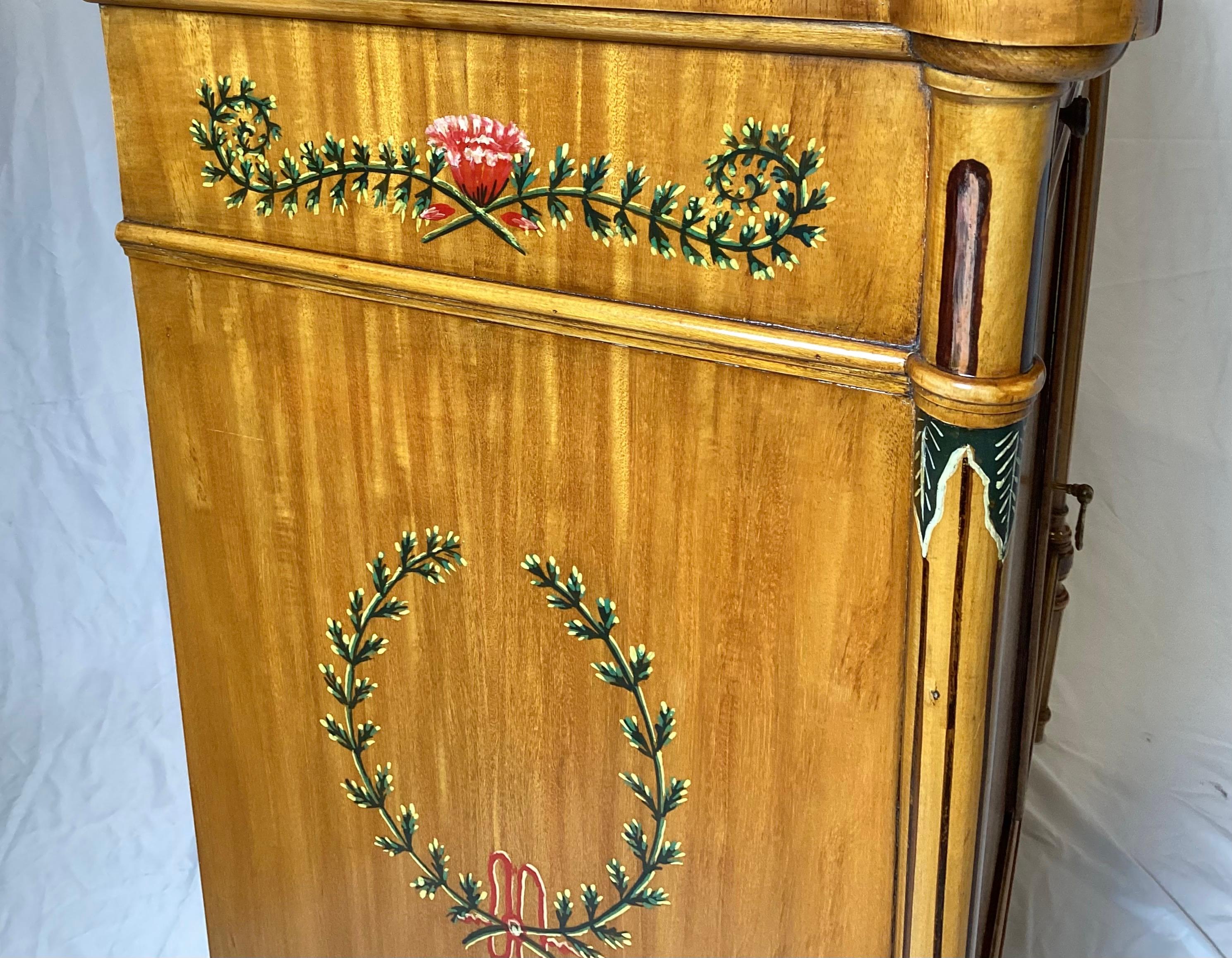 Early 20th Century Elegant Adam Style Hand Painted Cabinet. For Sale