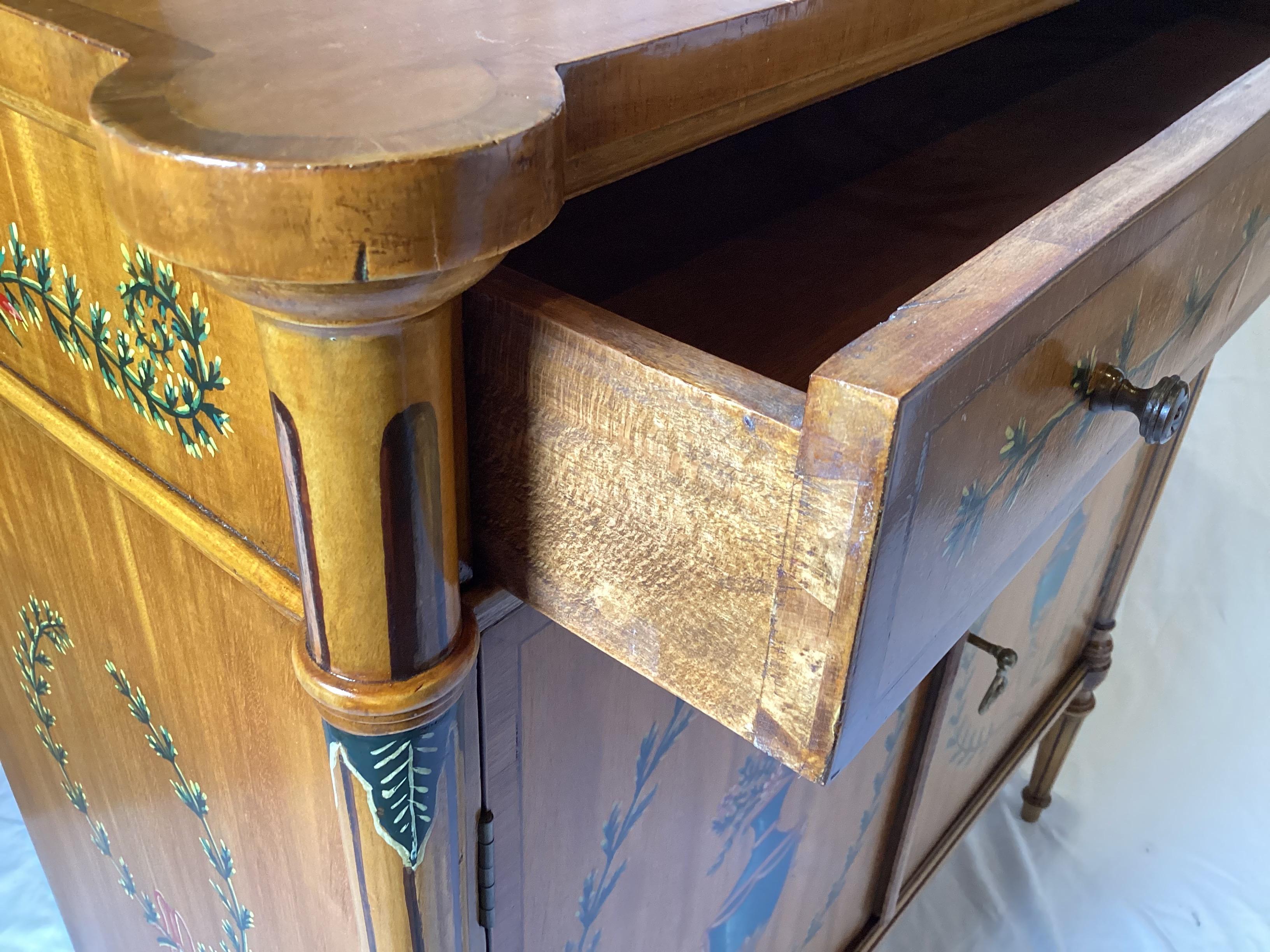 Elegant Adam Style Hand Painted Cabinet. For Sale 1