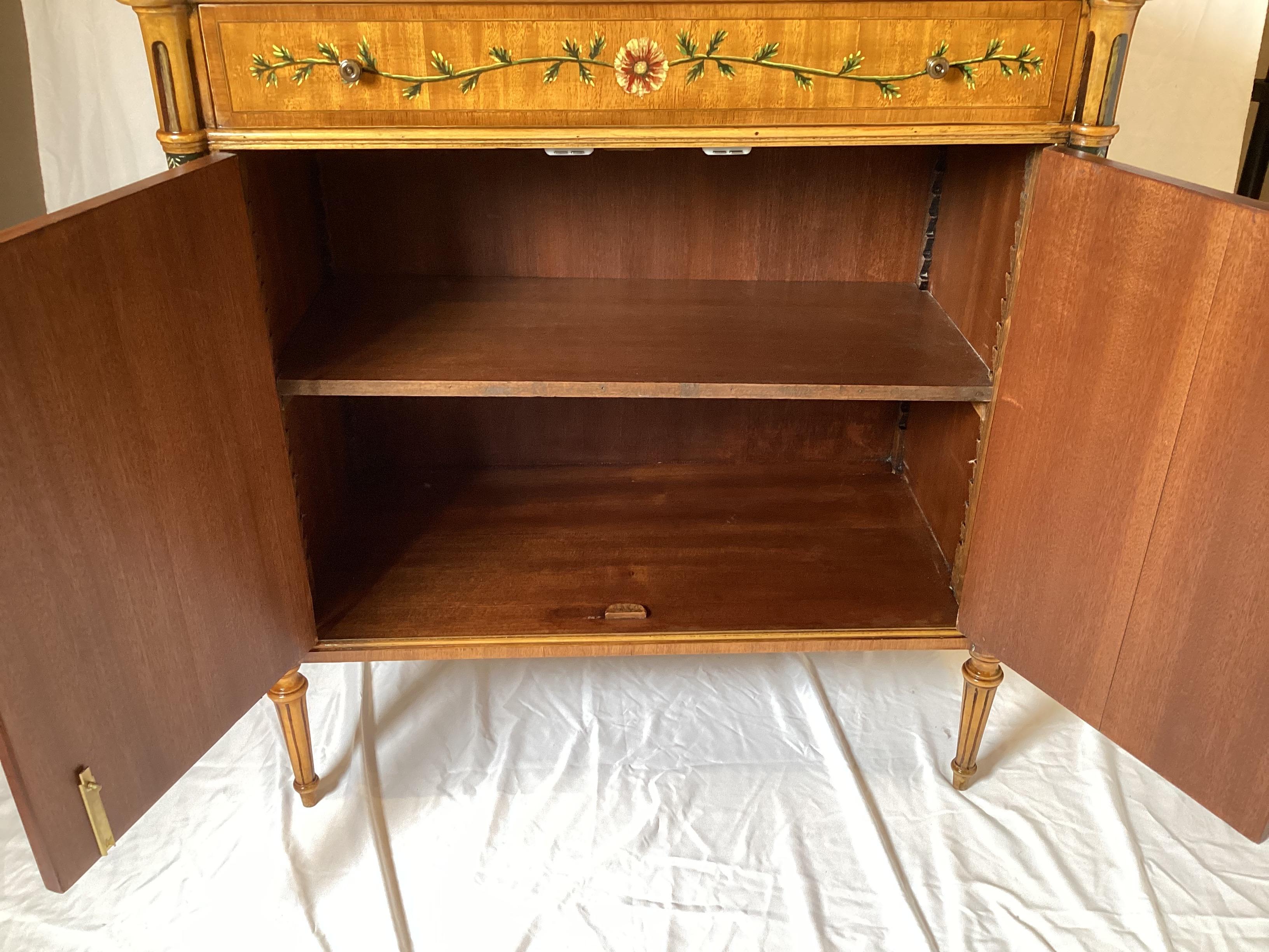 Elegant Adam Style Hand Painted Cabinet. For Sale 2