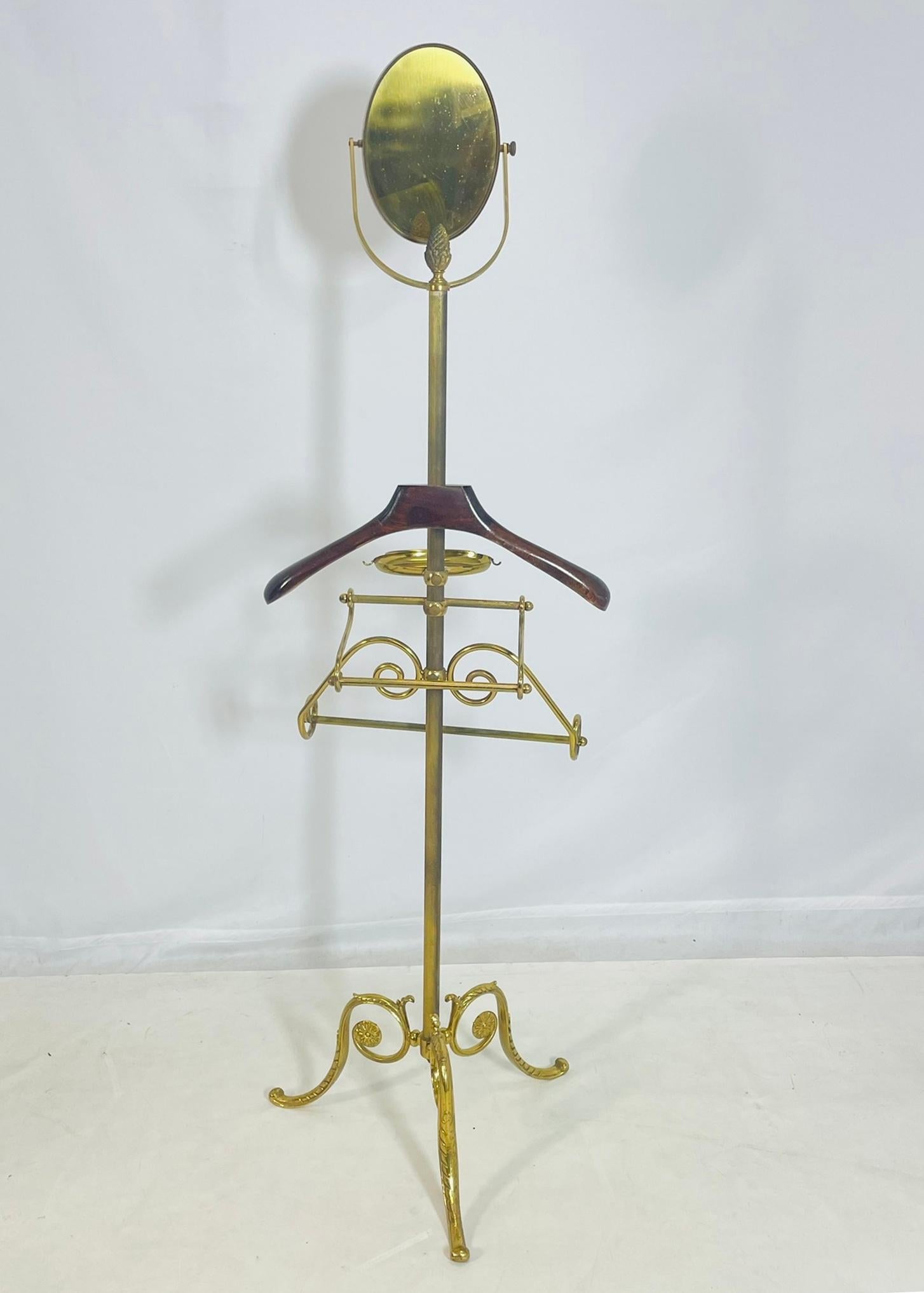 Placcato Eleganza del portavalori regolabile in ottone con specchio girevole, stile italiano in vendita