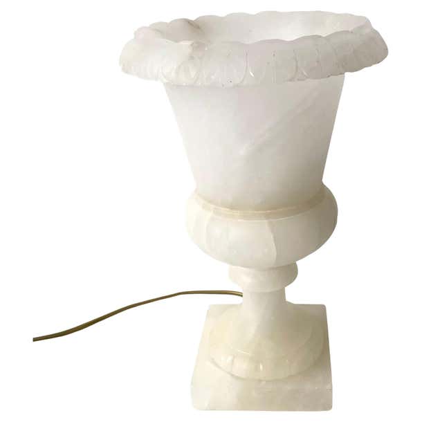 Elegant Alabaster Table Lamp in the Shape of a Classical Urn, Early ...