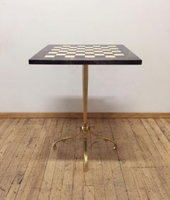 Elegant Aldo Tura Goatskin Chess Table with Gilt Base