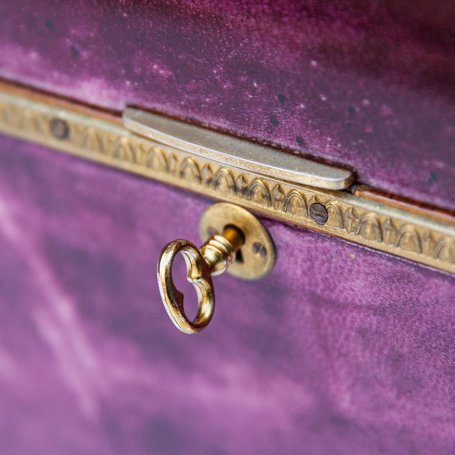 Elegant Aldo Tura Purple Goatskin Jewelry Treasure Box 2