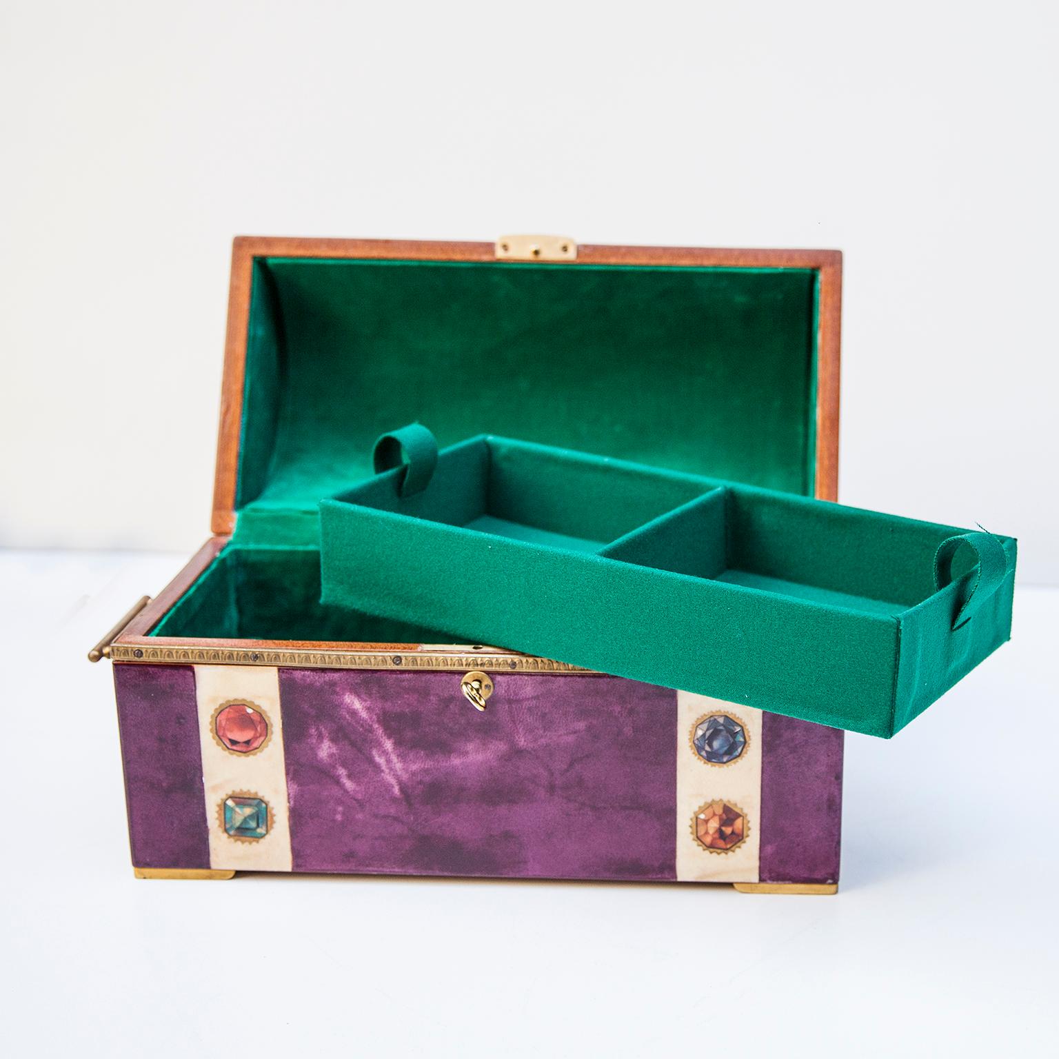 Elegant Aldo Tura Purple Goatskin Jewelry Treasure Box 3