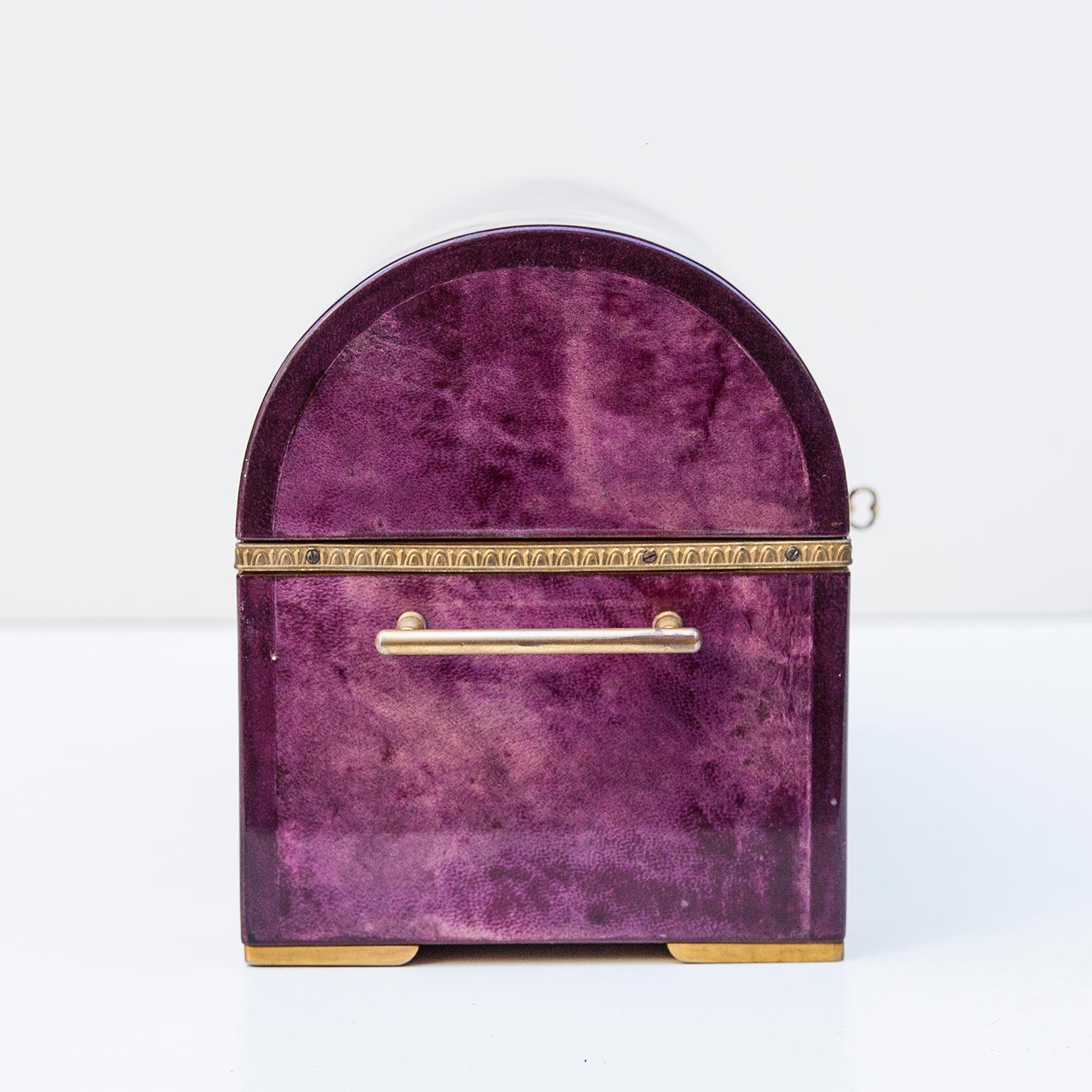 Hollywood Regency Elegant Aldo Tura Purple Goatskin Jewelry Treasure Box